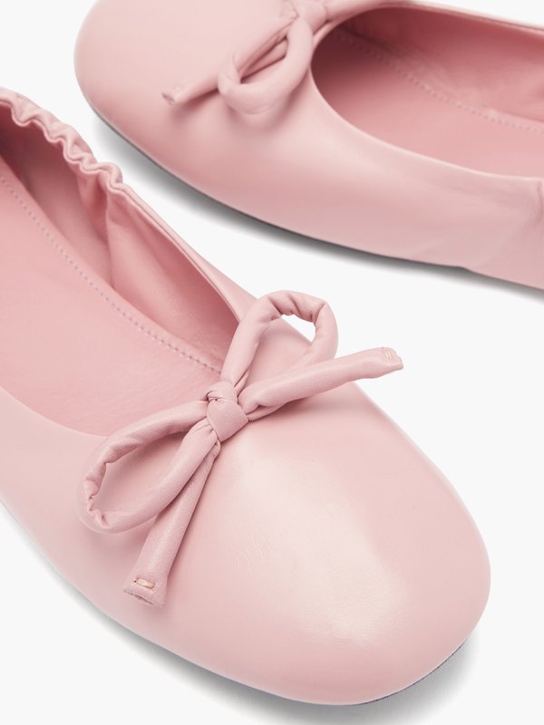 Prada Bow-front leather ballet flats
