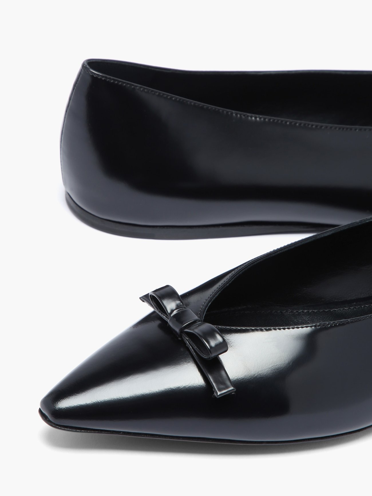 Prada Black Bow Flats Black Patent Leather