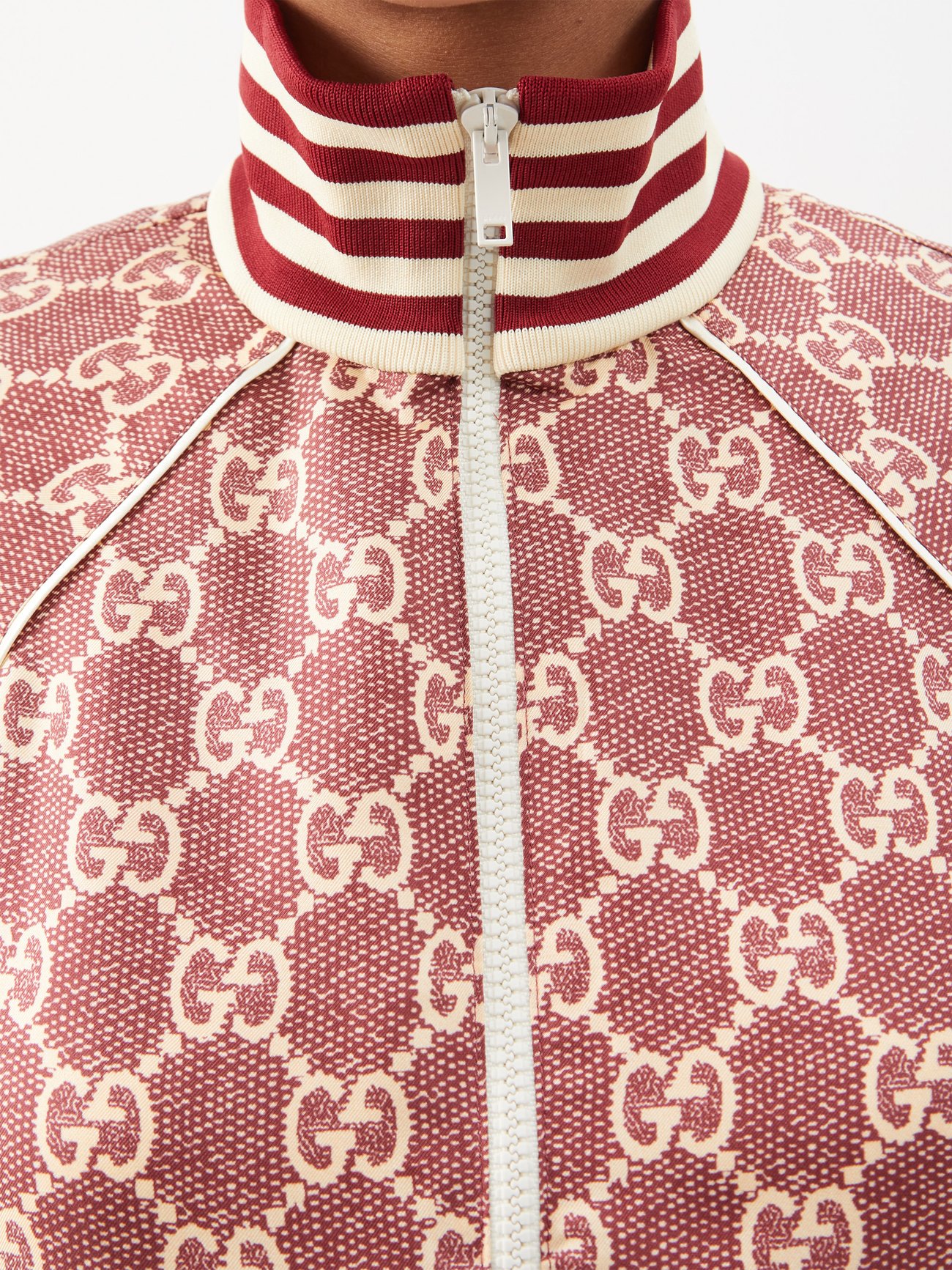 Gucci Women's High-Neck GG-logo Silk-twill Jacket