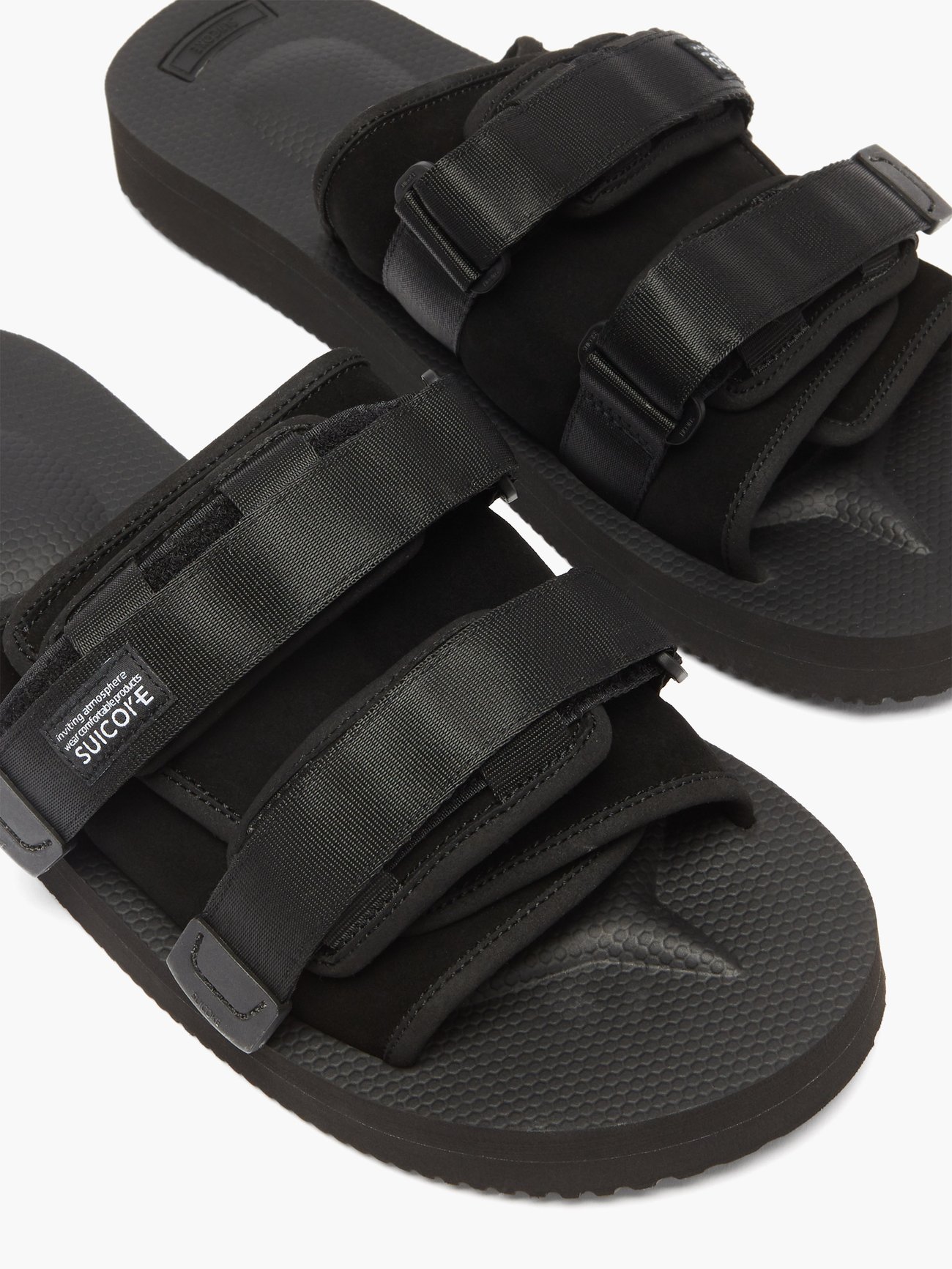 Suicoke Suicoke MOTO VS two strap suede slides Black