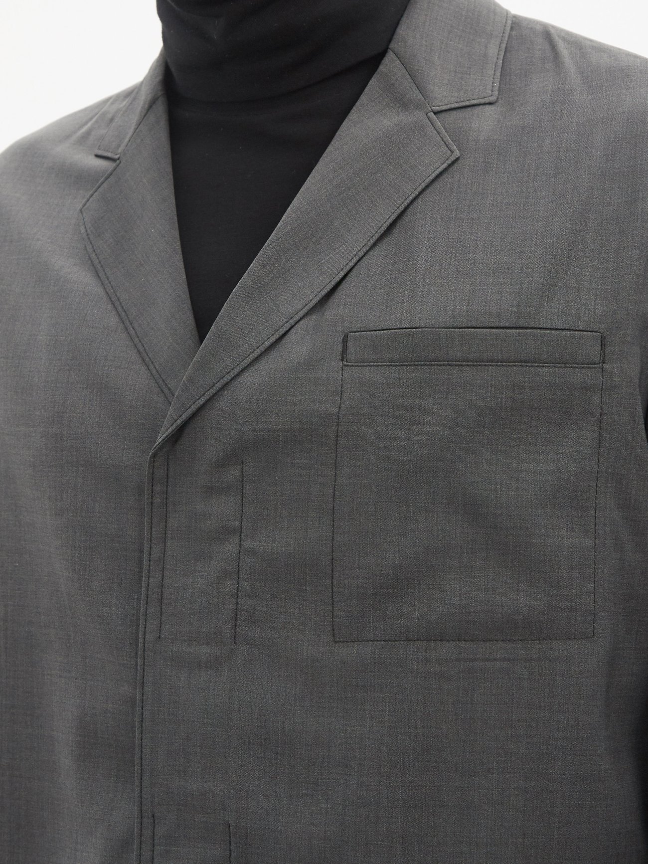 Mens Platinum Grey With Black Elbow Patches Wool Blend Blazer – VIRVITTORE