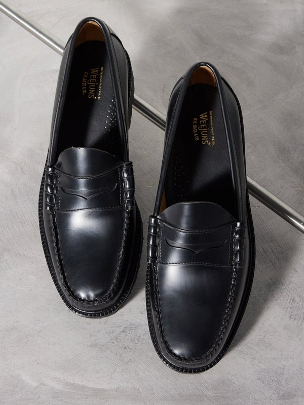 Black Weejuns 90s Larson leather penny loafers | G.H. BASS | MATCHES UK