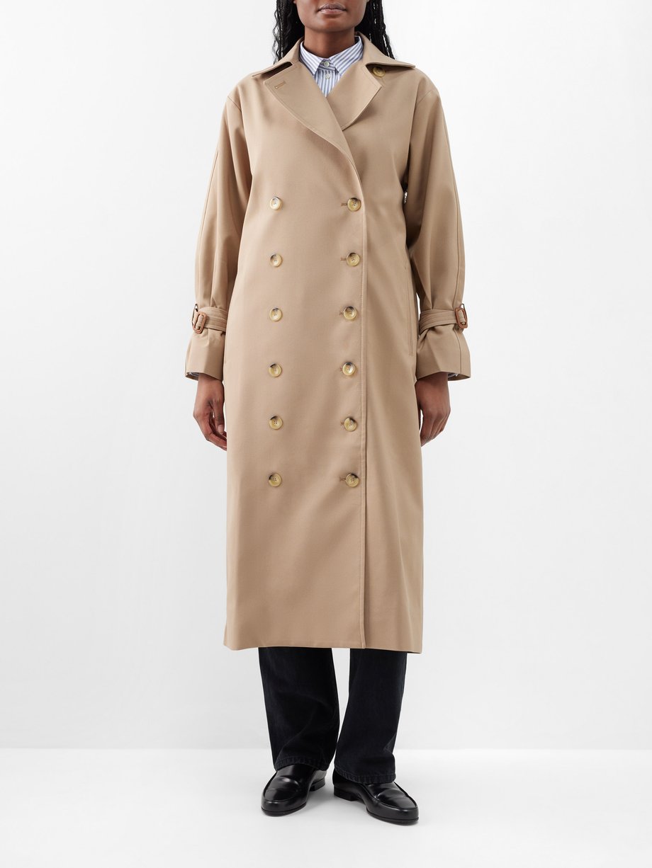 Neutral Double-breasted cotton-blend gabardine trench coat | Toteme ...