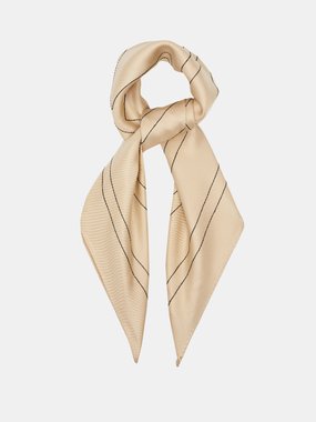 Toteme Logo-embroidered silk-twill scarf