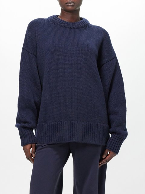 Navy Ophelia wool-blend sweater, The Row