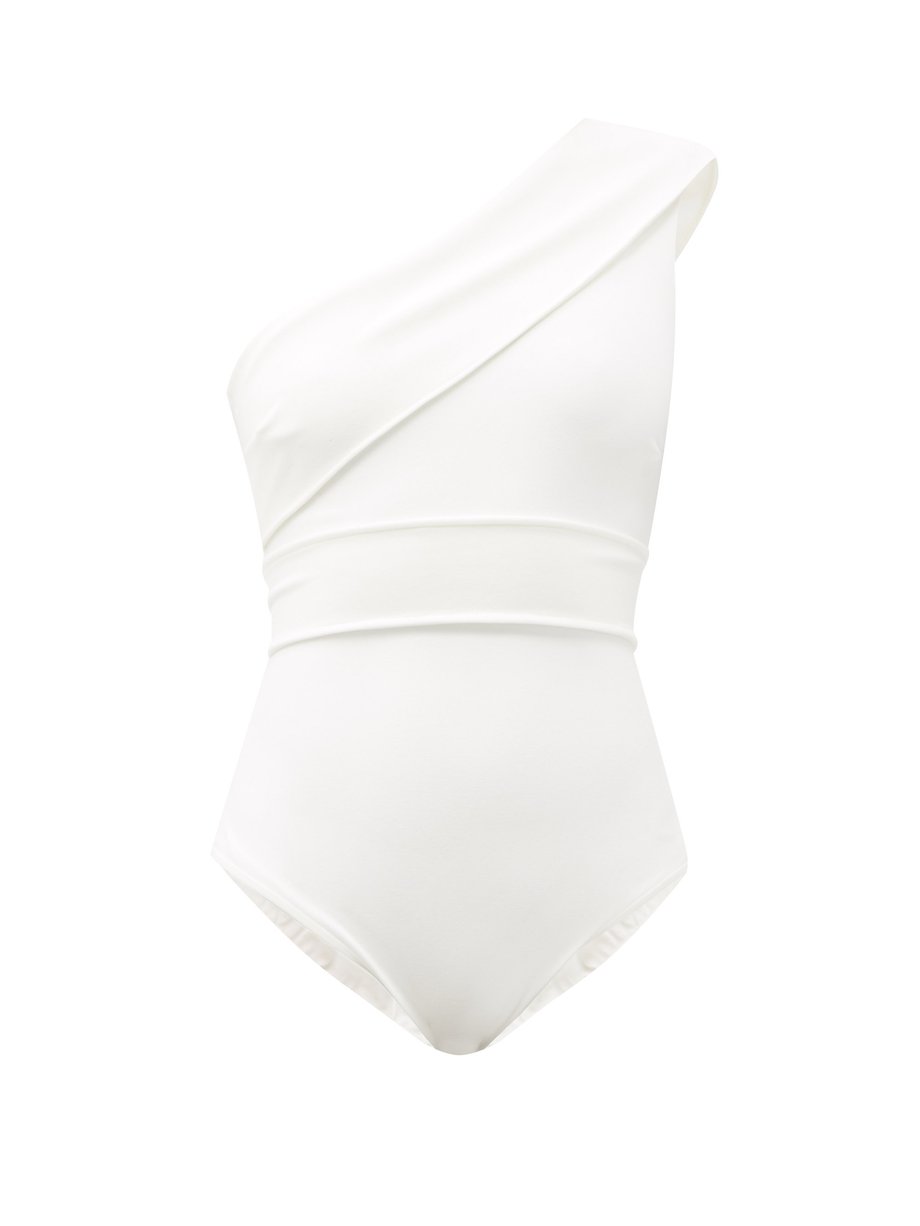 White Maria one-shoulder crepe-jersey swimsuit | Haight | MATCHES UK