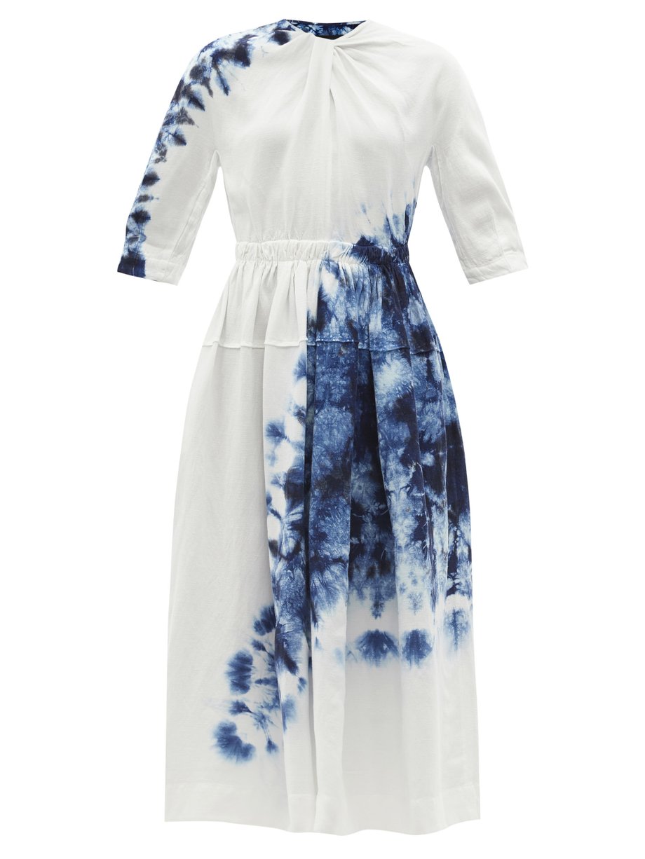 White Tie-dye crepe midi dress | Proenza Schouler | MATCHESFASHION US