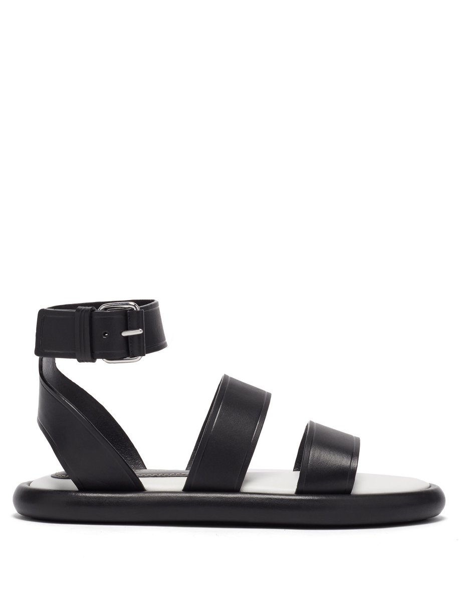Black Pipe padded-insole leather sandals | Proenza Schouler ...