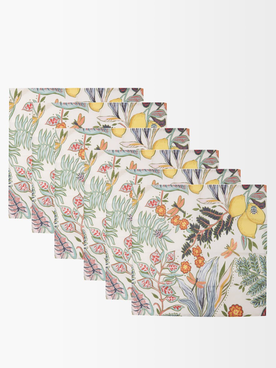 Botanical Print Linen Napkin Set