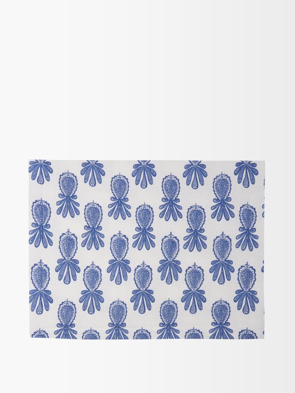 La DoubleJ Set of two Pineapple-print linen placemats
