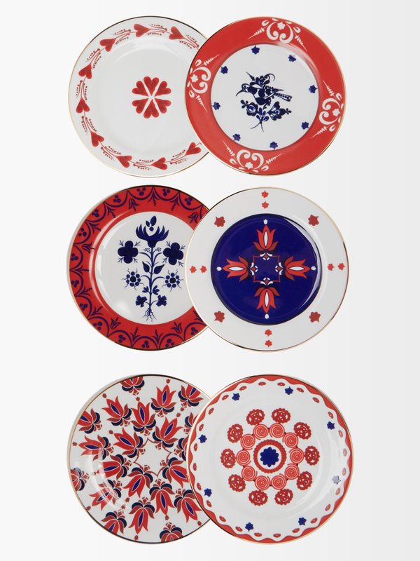 La DoubleJ Set of six Transylvania porcelain dessert plates