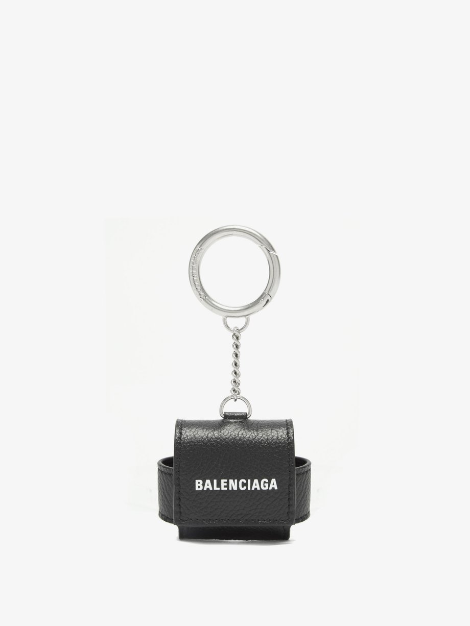 Balenciaga Balenciaga Cash logo-print leather AirPod case Black