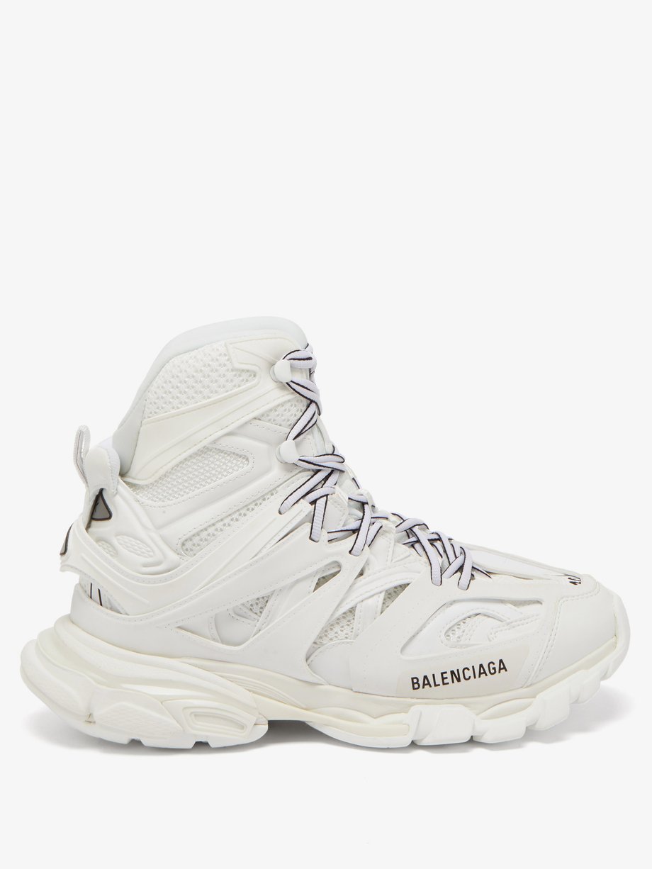 White Track Hike panelled faux-leather high-top trainers Balenciaga | MATCHESFASHION US