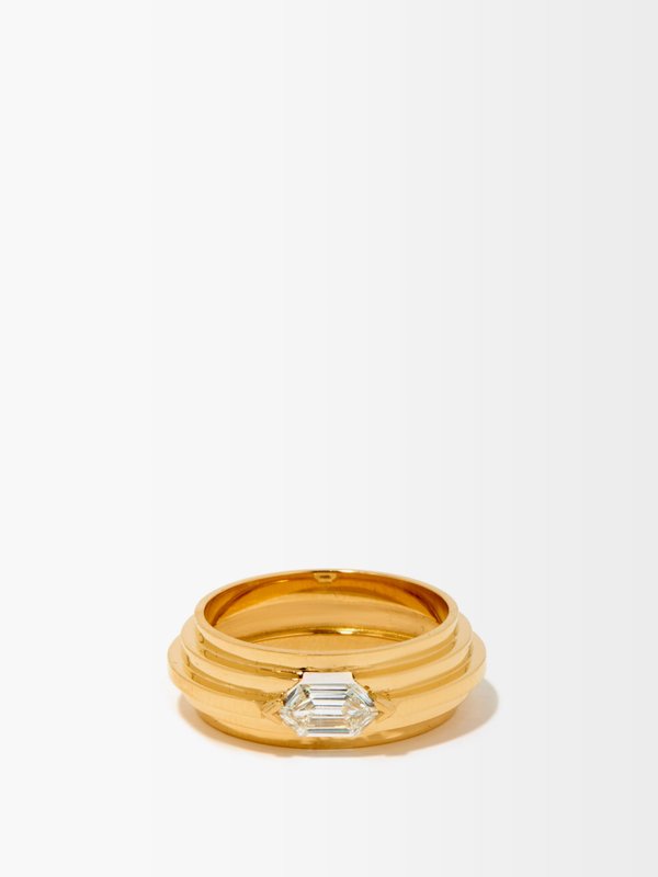 AZLEE Empress diamond & 18kt gold staircase ring