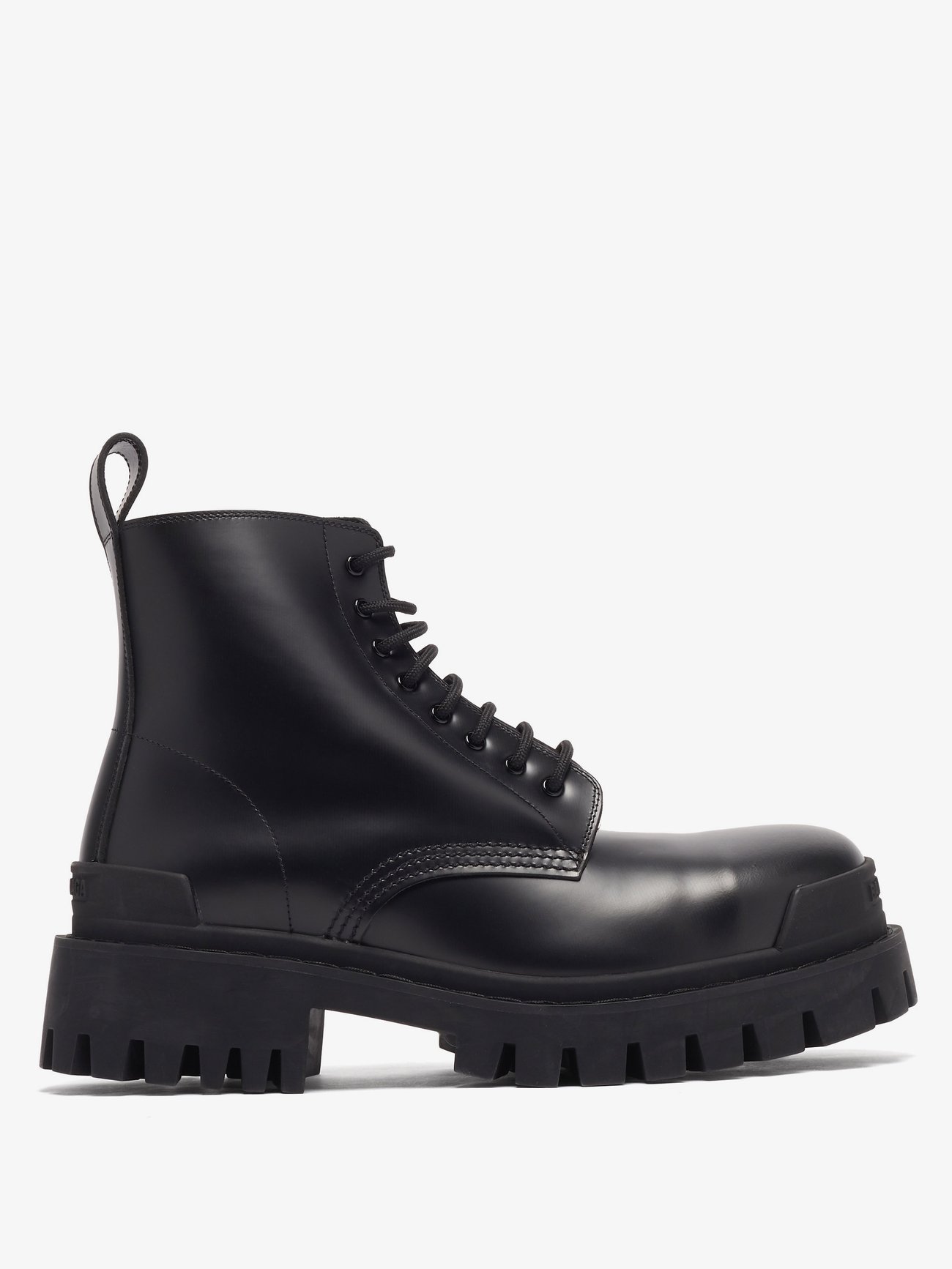 Black Strike leather combat boots | Balenciaga | MATCHES UK