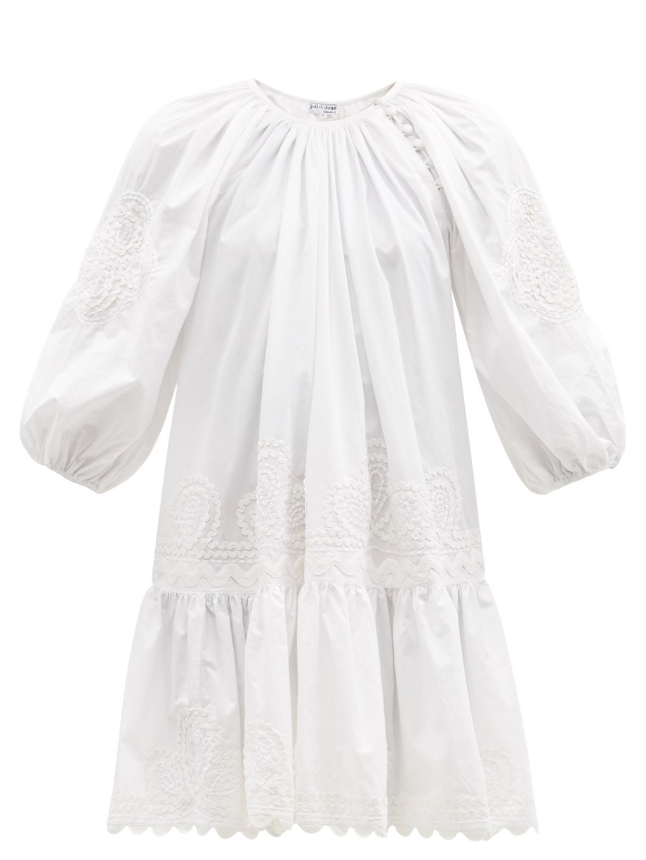 White Rickrack-appliqué cotton mini dress | Juliet Dunn | MATCHES UK