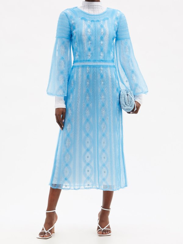 Fendi Double-layer embroidered mesh dress