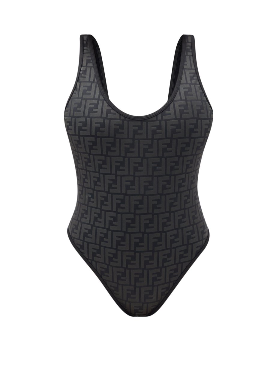 Print Low-back logo-embossed swimsuit | Fendi | MATCHESFASHION AU
