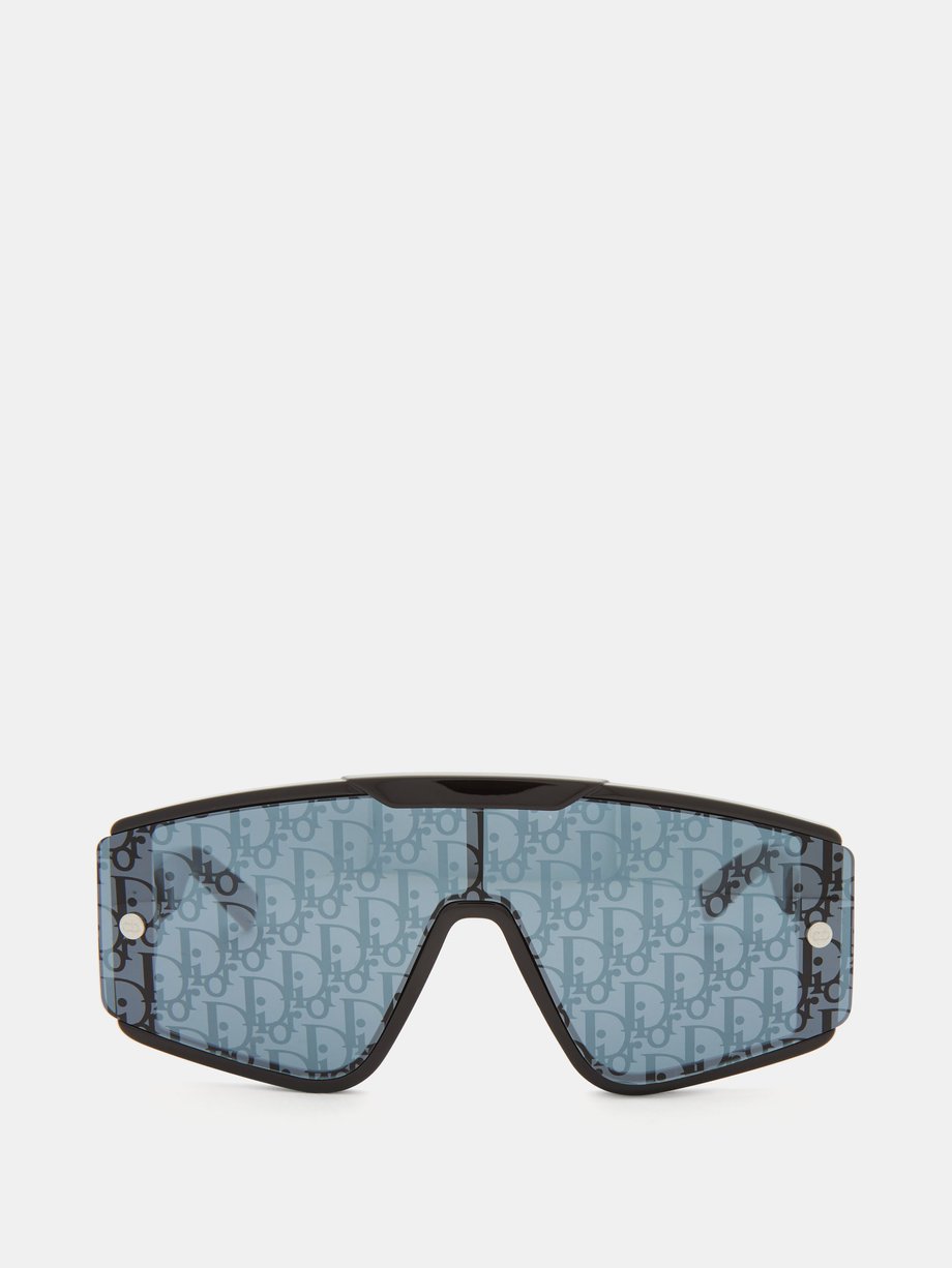 Black DiorXtrem MU monogram mask acetate sunglasses | DIOR | MATCHES UK