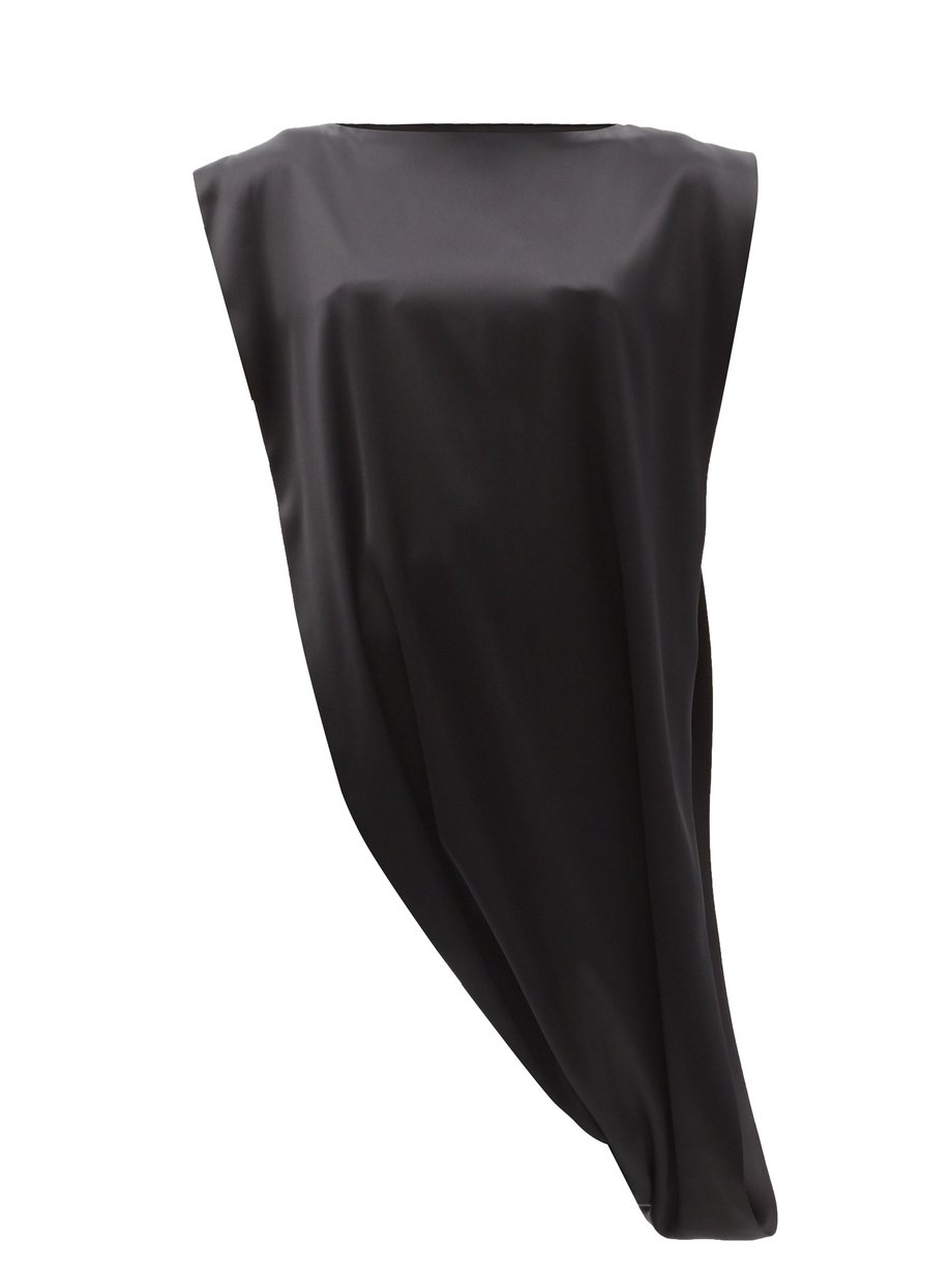 Black Asymmetric looped-hem satin top | Givenchy | MATCHESFASHION US