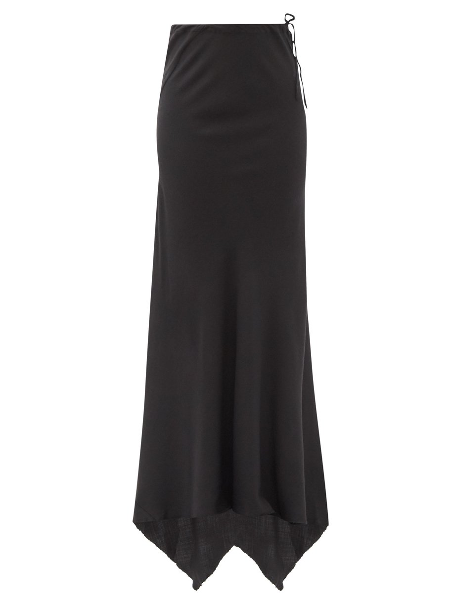 Black Asymmetric wool-blend twill maxi skirt | Ann Demeulemeester ...