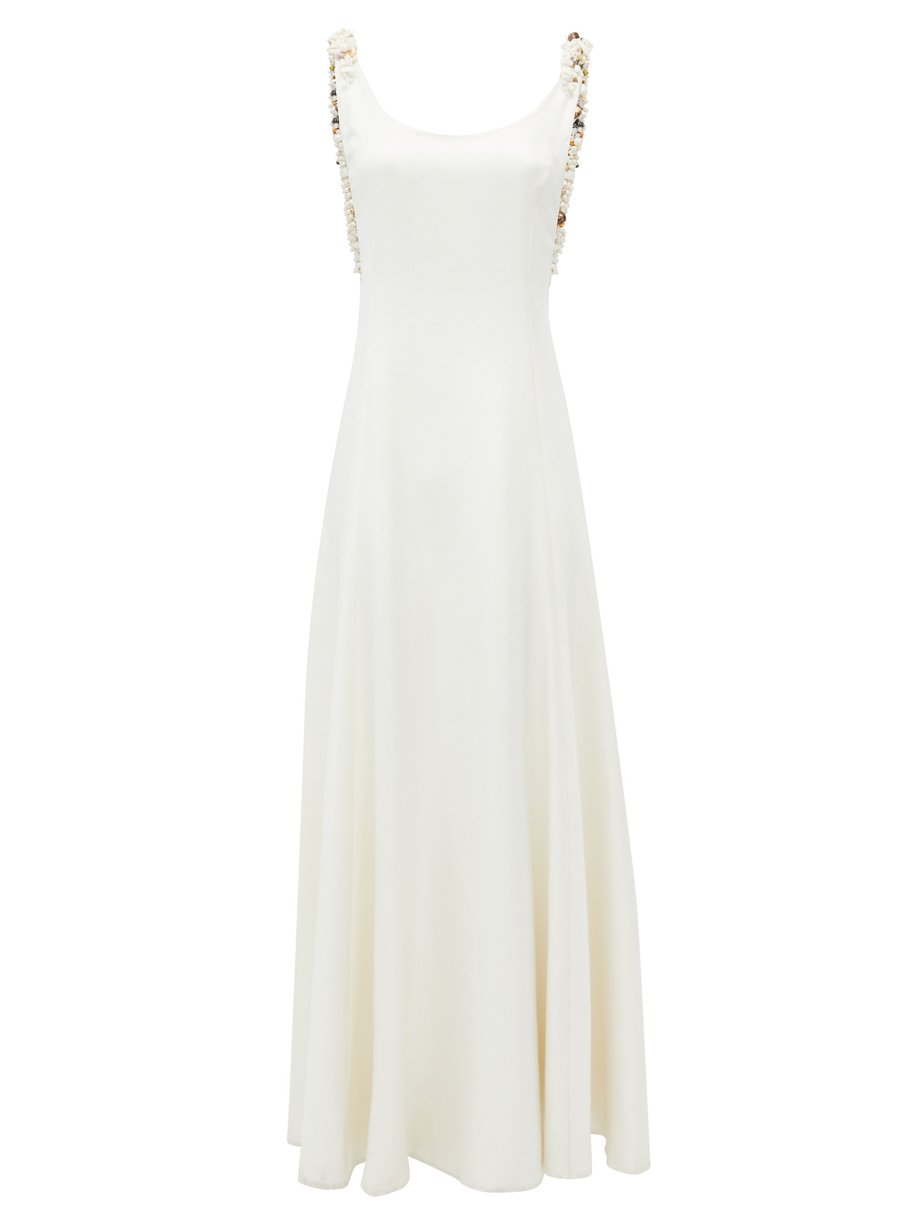 White Haring shell-embellished open-back silk gown | Gabriela Hearst ...