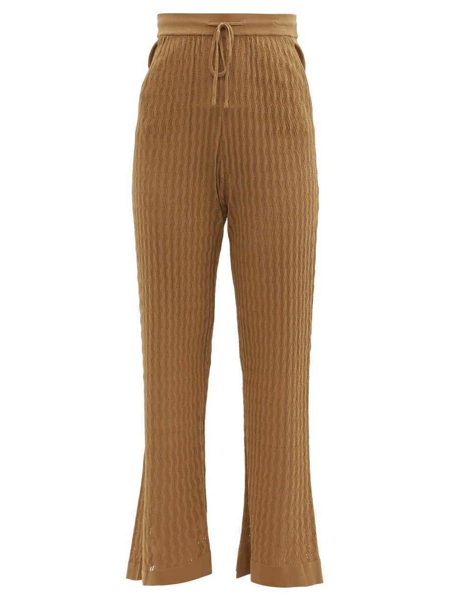 Brown Gail flared eyelet-striped trousers | Dodo Bar Or | MATCHESFASHION US