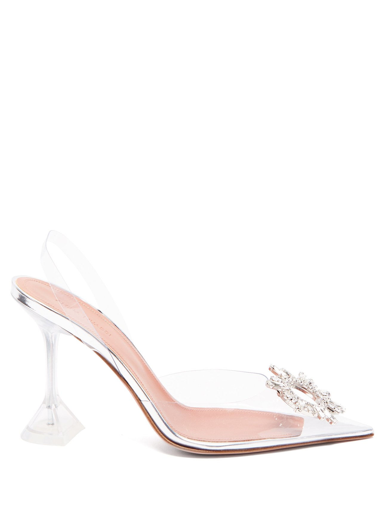 White Begum crystal-embellished PVC slingback pumps | Amina Muaddi ...