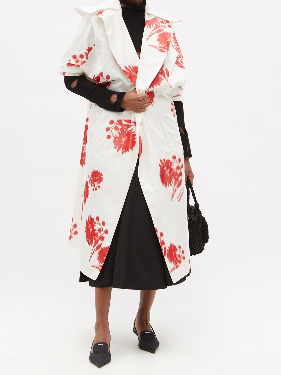 Print Hooded floral-print silk-taffeta coat | Prada | MATCHESFASHION US