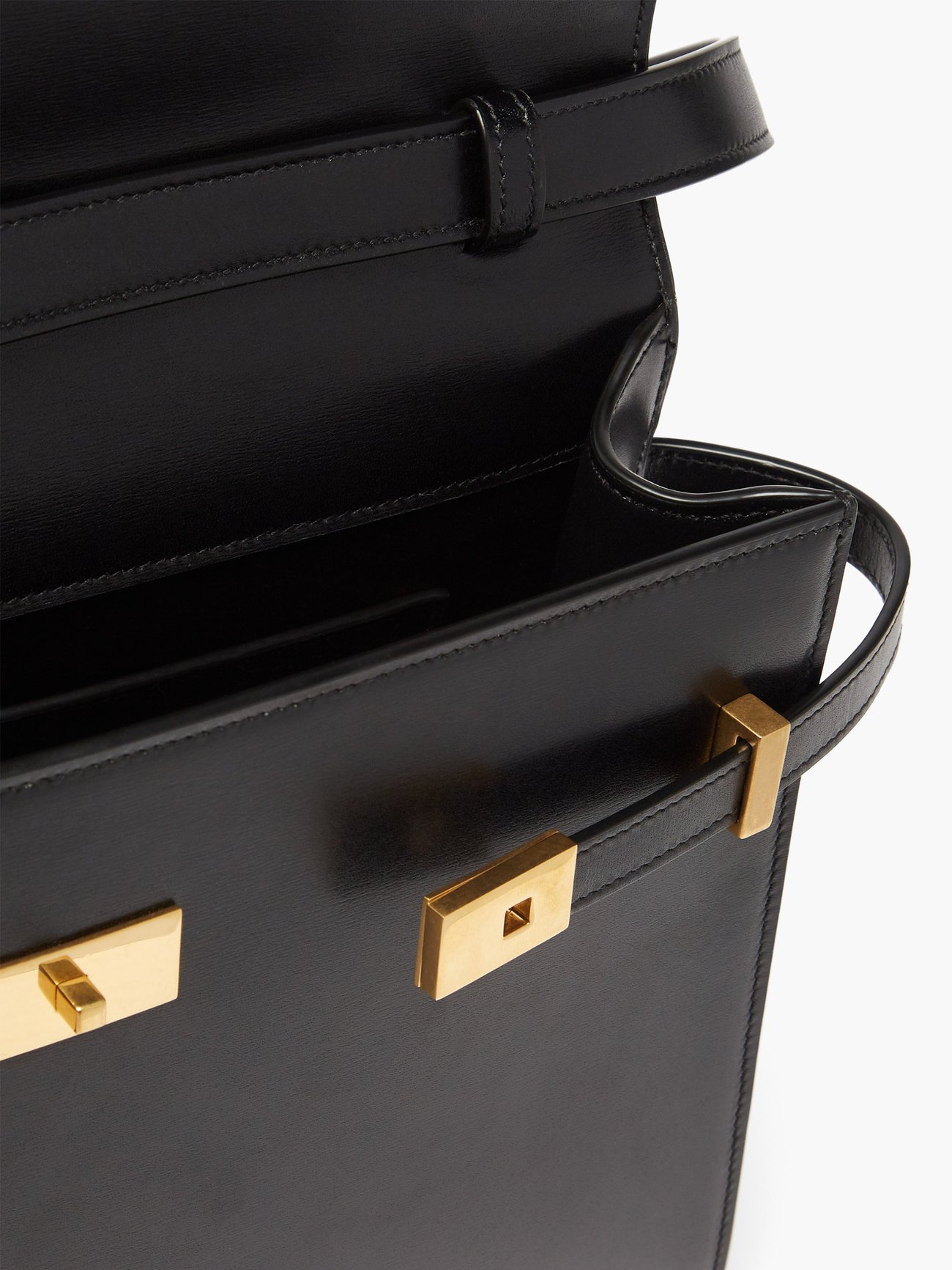 Saint Laurent Women's Medium Manhattan Black Leather Shoulder Bag | by Mitchell Stores