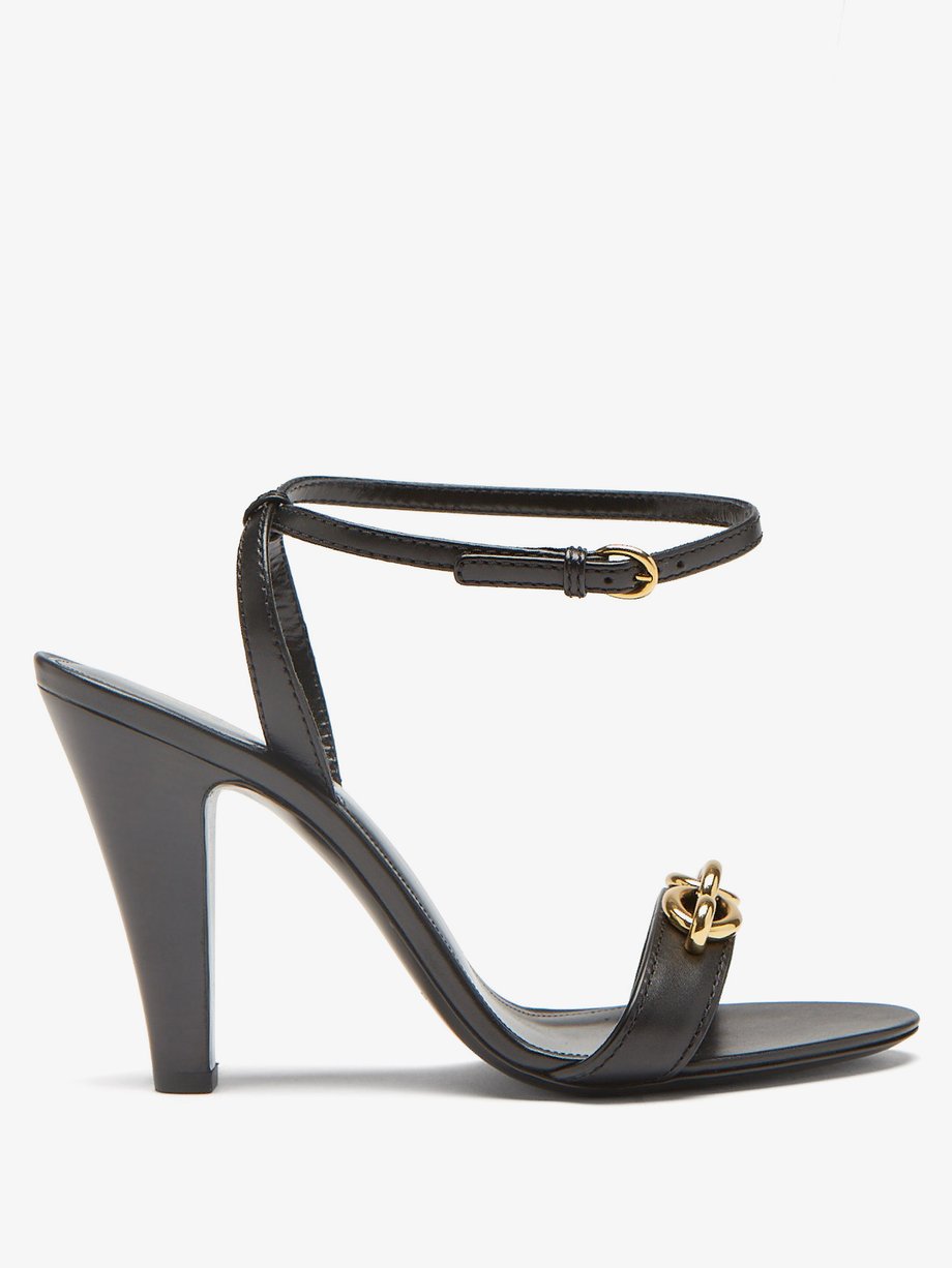 Black Maillon cone-heel leather sandals | Saint Laurent | MATCHESFASHION US