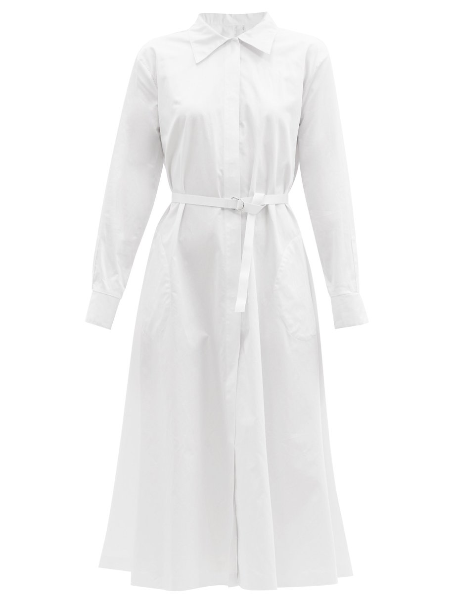 White Boyfriend cotton-poplin midi shirt dress | Norma Kamali ...