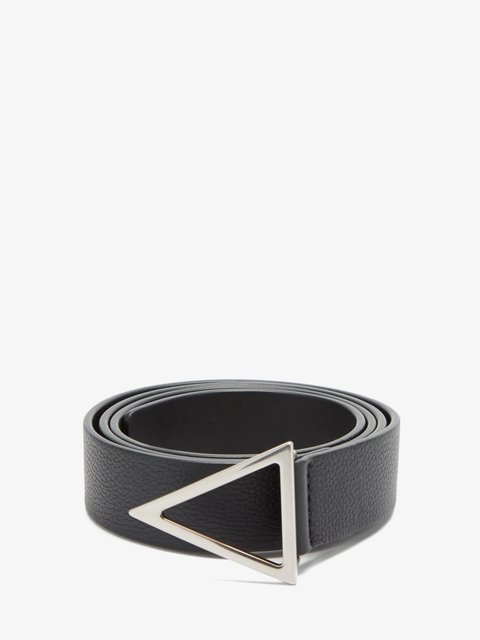Black Triangle-buckle grained-leather belt | Bottega Veneta