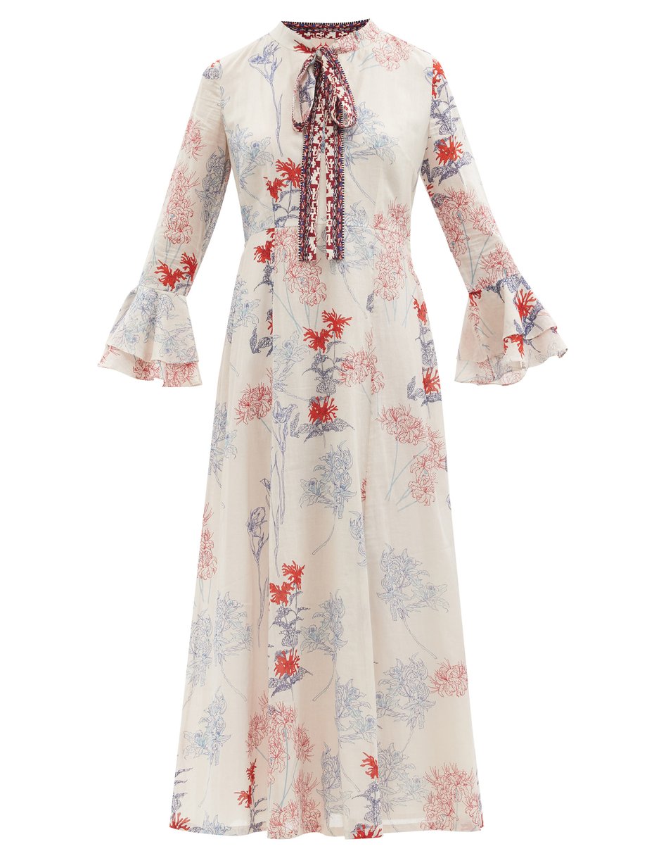 Print Tracey Spring Flowers-print cotton dress | Emporio Sirenuse ...