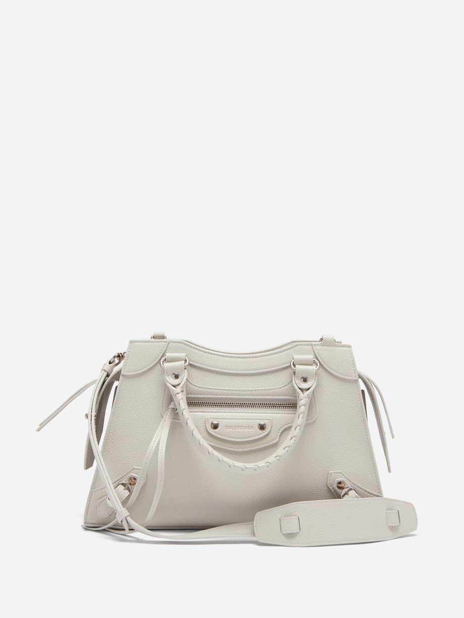 Balenciaga Grey Pebbled Calfskin Leather Small Neo Classic Hobo Bag