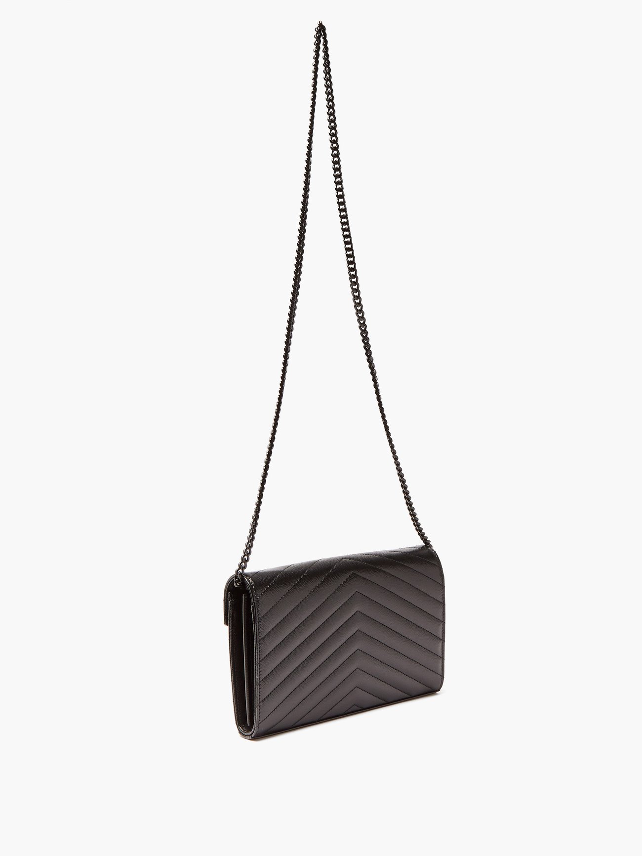 Yves Saint Laurent YSL Black Monogram Chevron Envelope Leather Crossbody Bag  Pony-style calfskin ref.378866 - Joli Closet