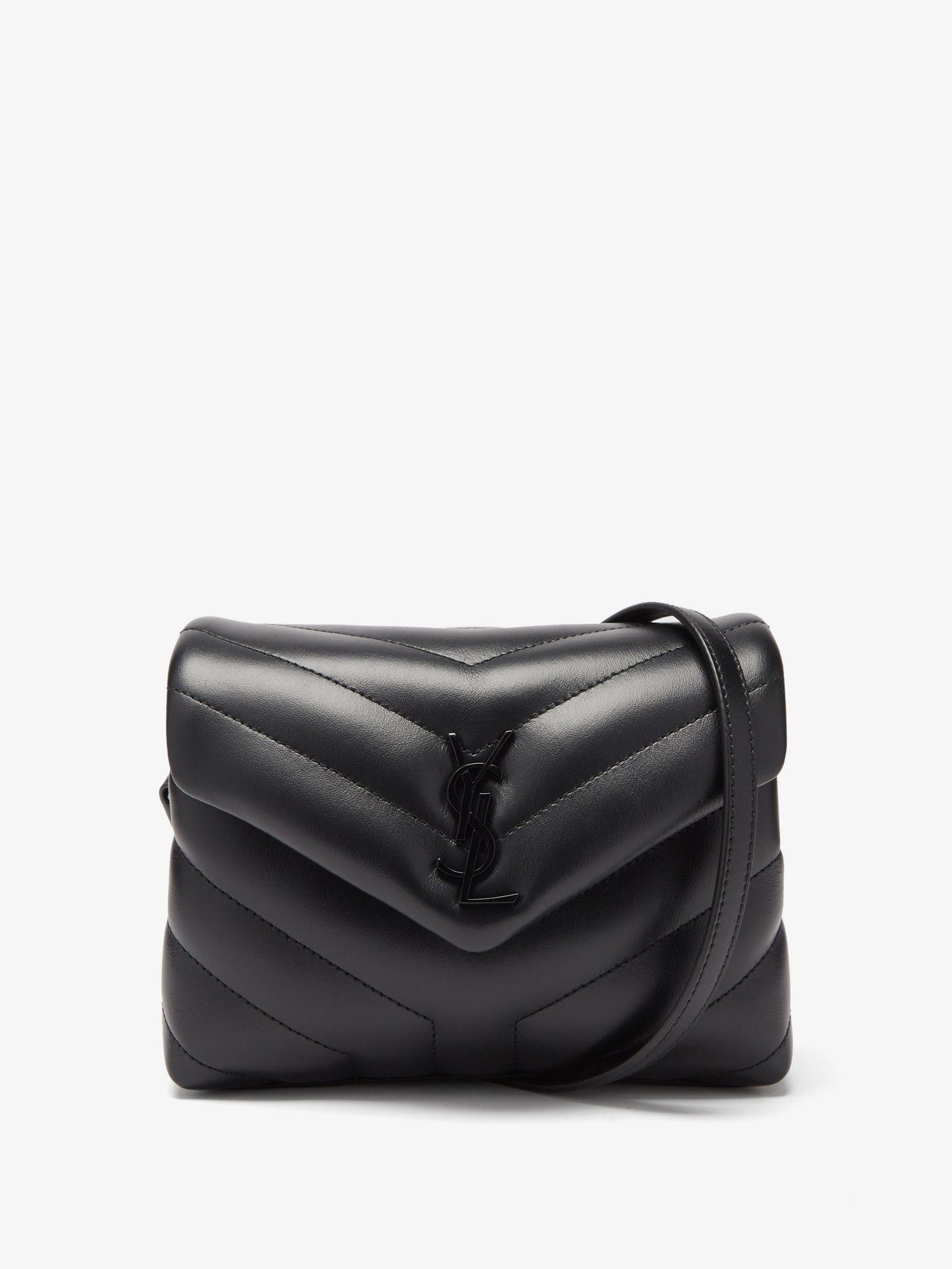 Saint Laurent Black Leather Toy Loulou Crossbody Bag