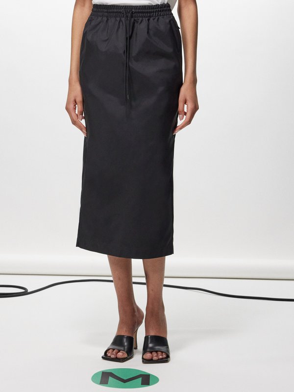 WARDROBE.NYC Drawstring-waist twill utility midi skirt