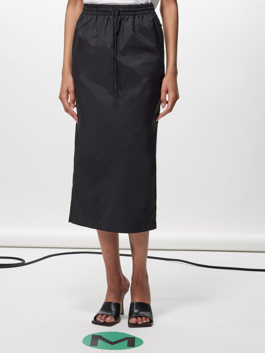 Black Drawstring-waist twill utility midi skirt | WARDROBE.NYC | MATCHES UK