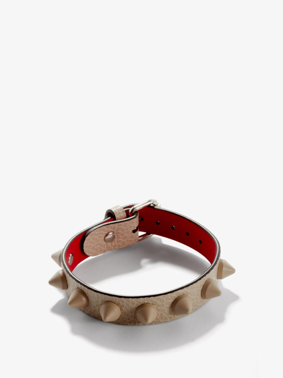 White Loubilink spike-embellished leather bracelet | Christian ...