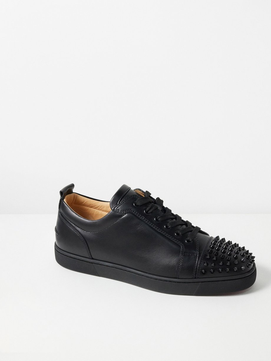 Black Louis Junior spike-embellished leather trainers | Christian ...