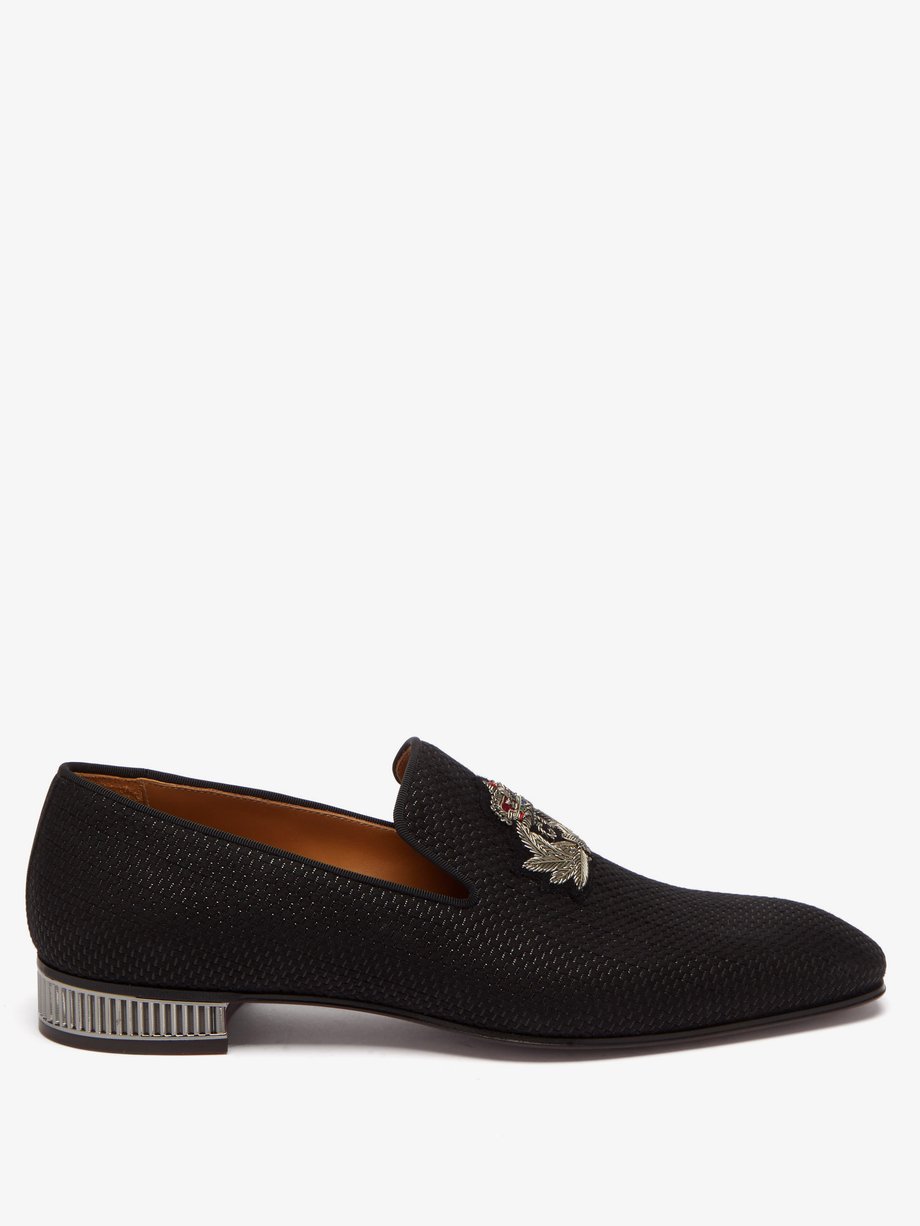Black Captain Colonnaki checked-jacquard tweed loafers | Christian ...