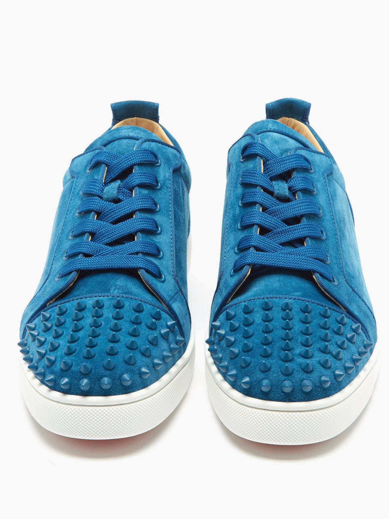 Blue Louis Junior spike-embellished suede trainers, Christian Louboutin