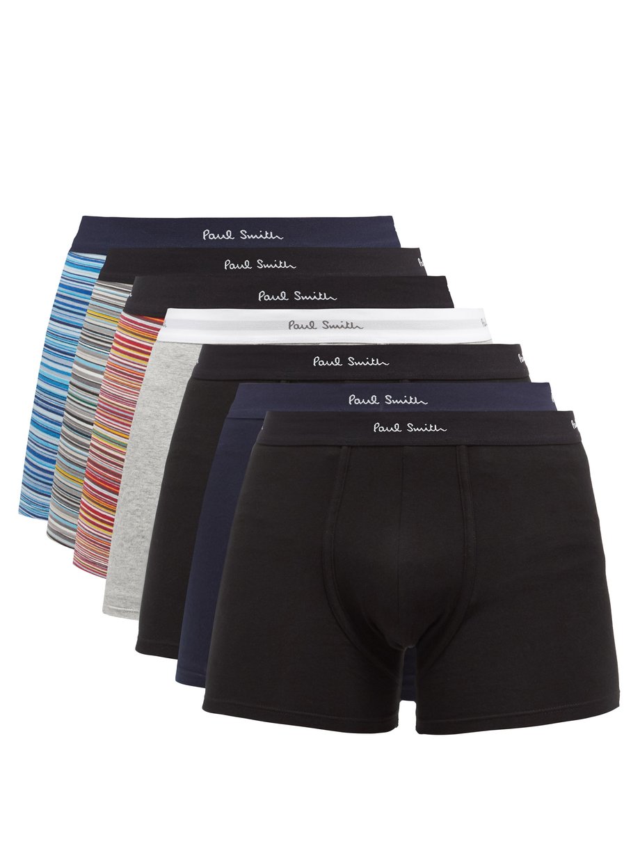 Black Pack of seven cotton-blend boxer briefs | Paul Smith | MATCHES UK