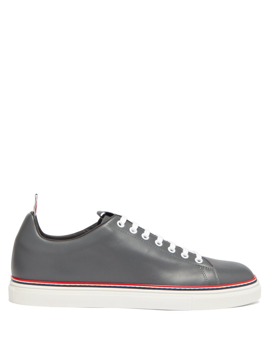 Grey Tricolour-stripe leather trainers | Thom Browne | MATCHESFASHION US