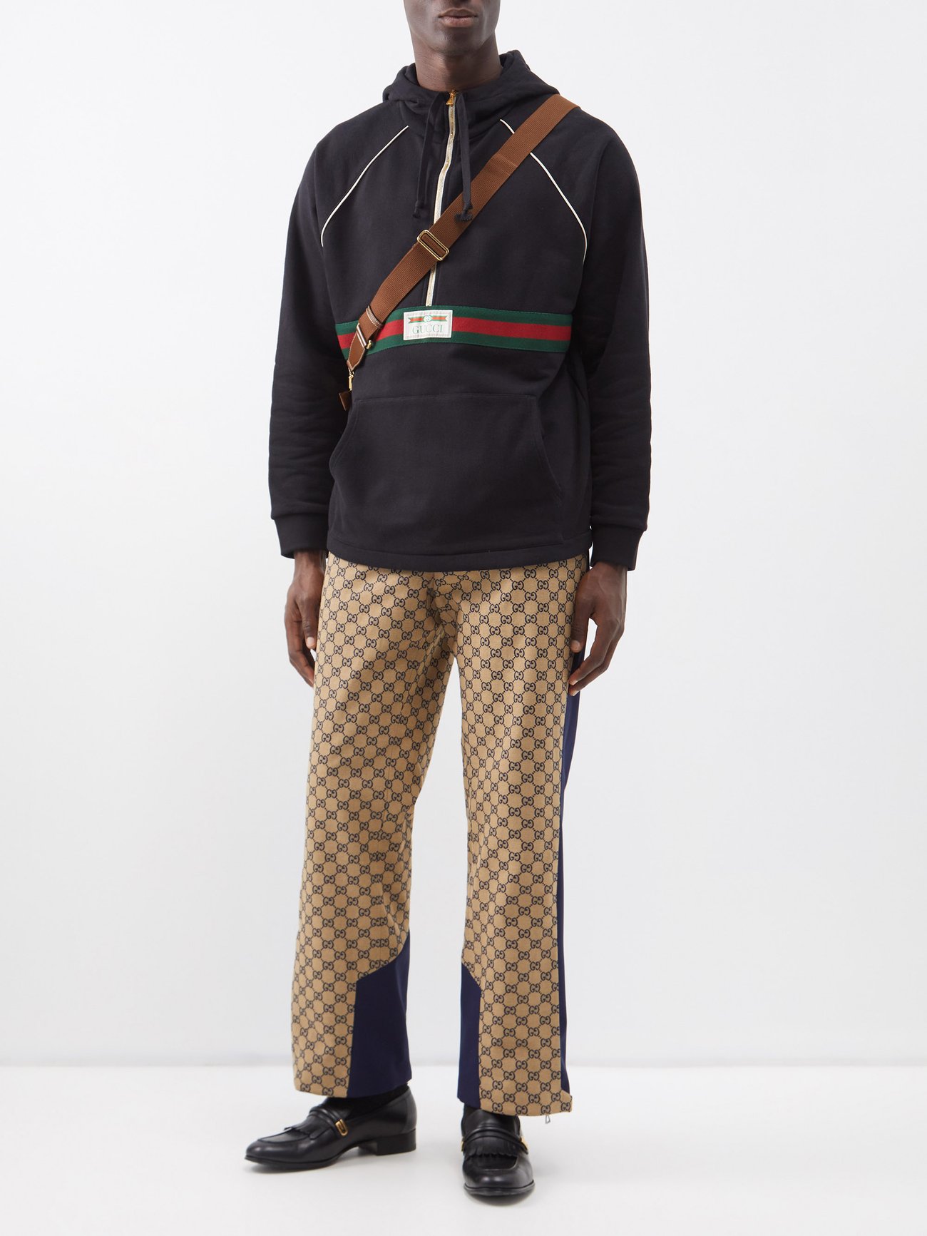 Gucci - Web Stripe-trim Cotton-jersey Hoodie - Mens - Black Multi