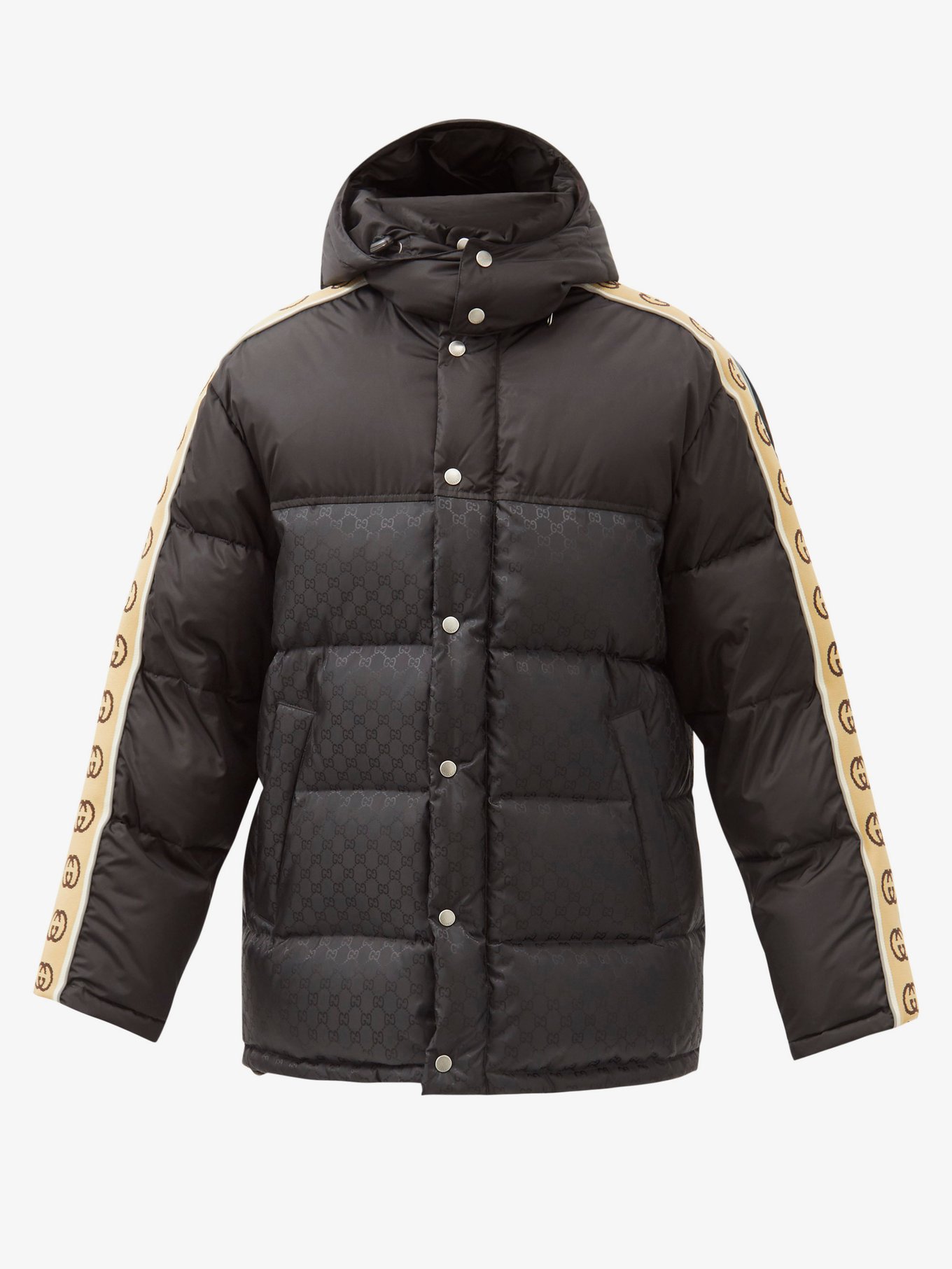 Black GG-trim quilted recycled-shell coat | Gucci | MATCHESFASHION UK