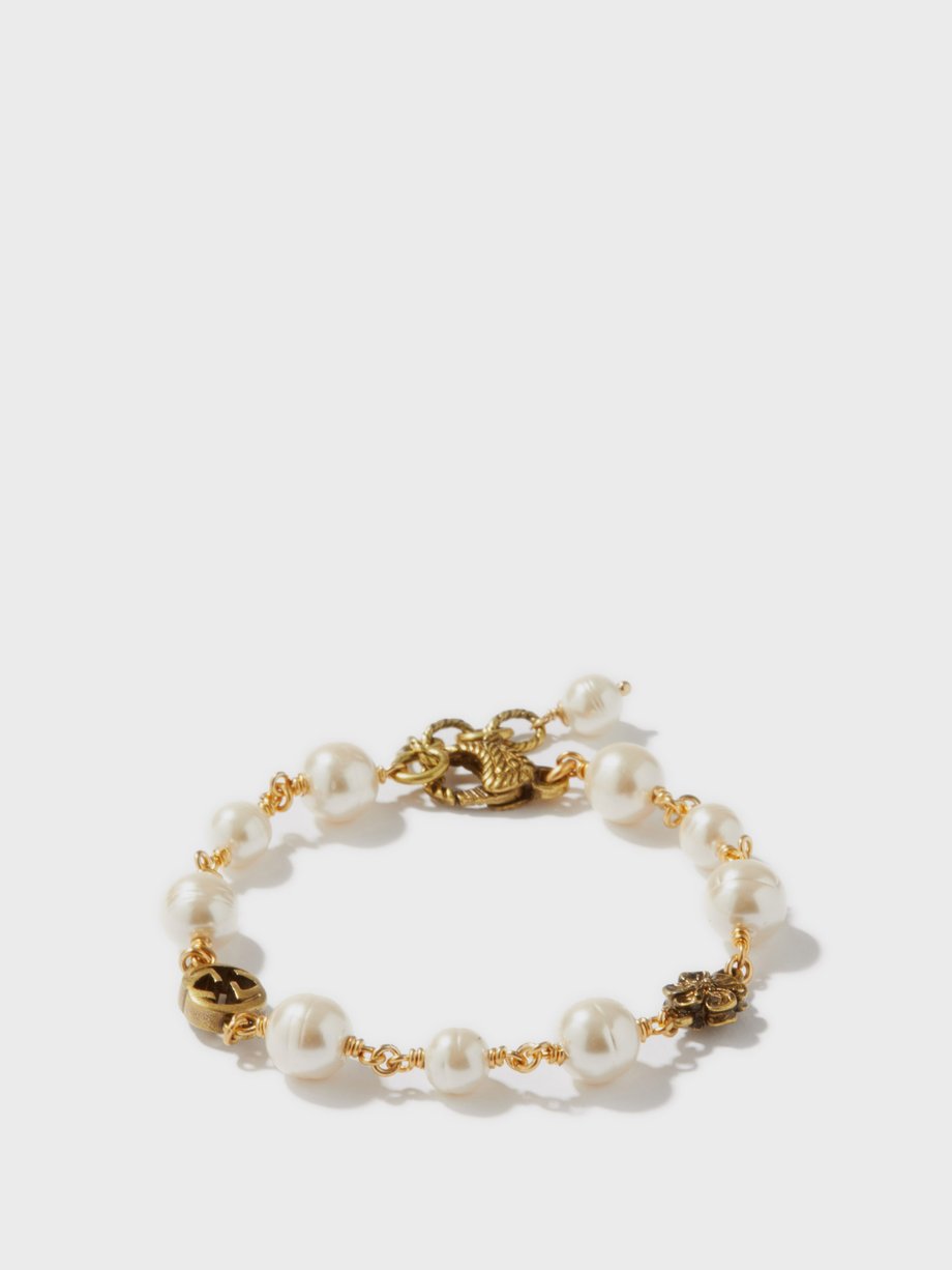 Gucci Gucci Interlocking G faux-pearl bracelet White