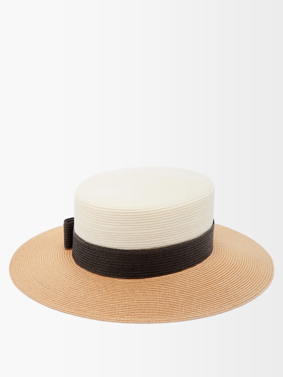 Neutral Bow-embellished faux-straw hat | Gucci | MATCHESFASHION UK