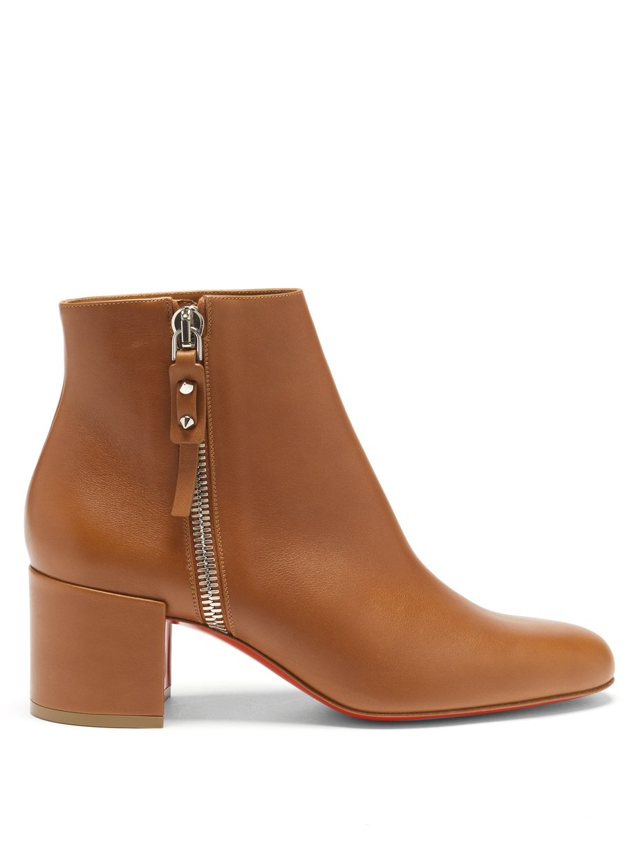 Tan Ziptotal 55 leather ankle boots | Christian Louboutin | MATCHES UK